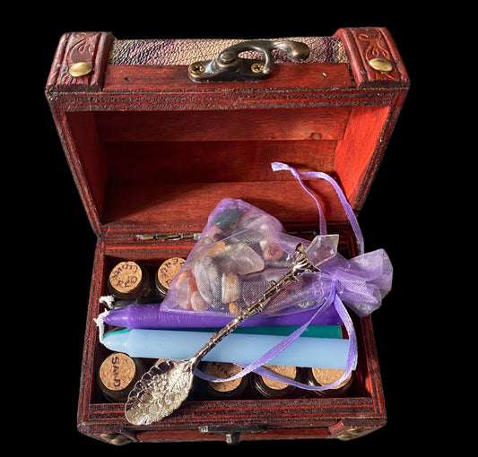 Magic spell kit witches witch altar candles crystals & herb spells magic make your own spell in atlas chest rituals