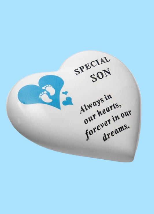 Special son footprints memorial heart in loving memory